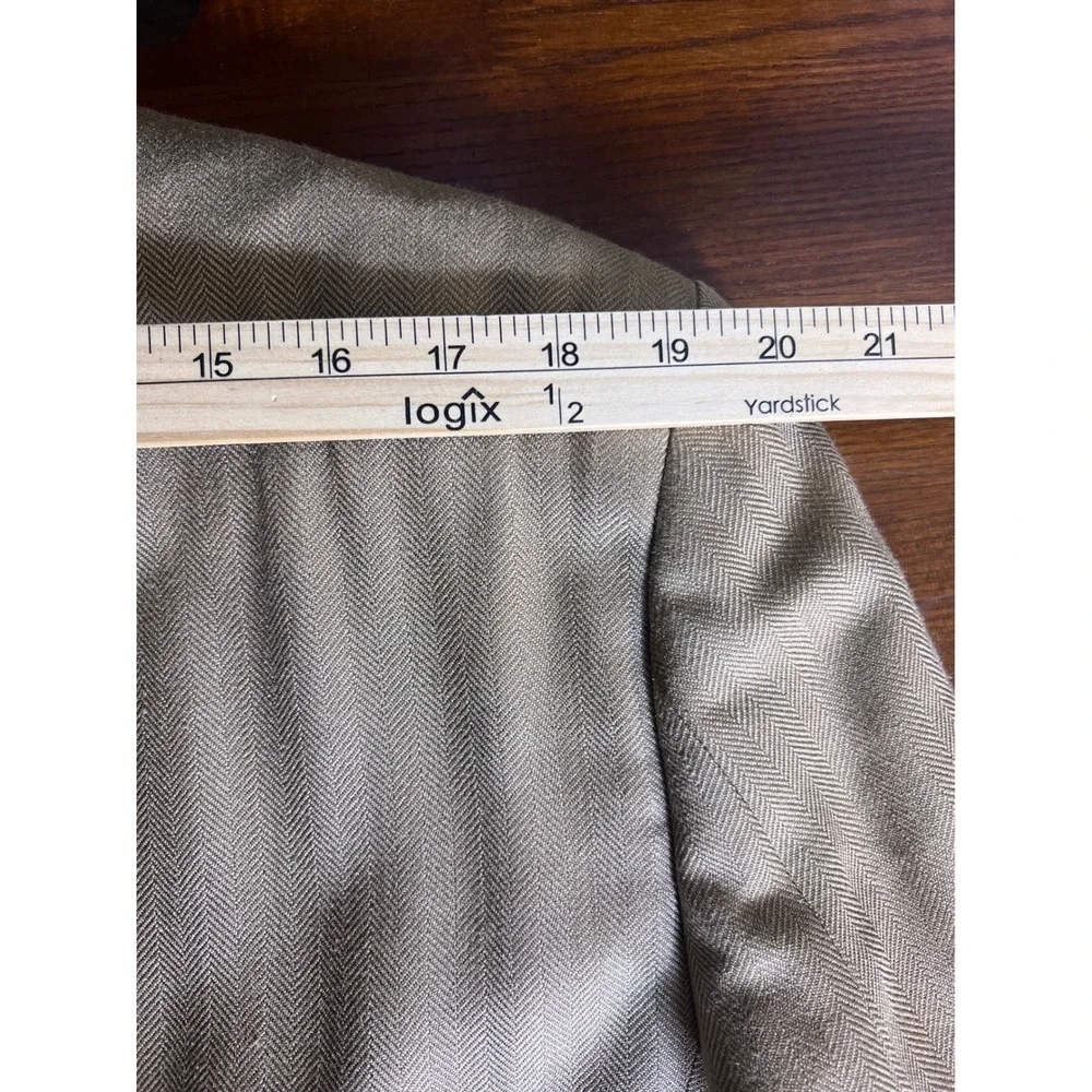 Chaps Gold Beige Herringbone Blazer 100%‎ Silk Sport Coat Business Casual 42L